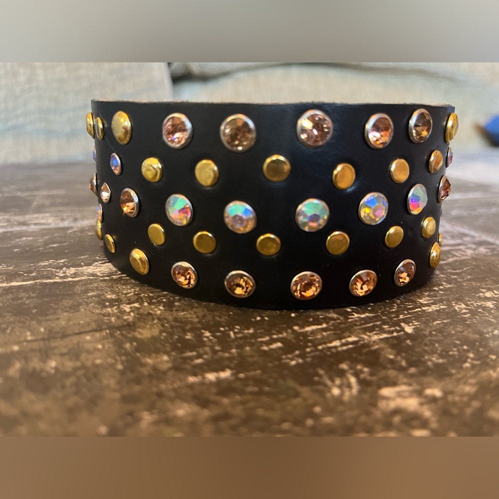 Crystal leather handmade dog collar - Picture 4 of 6